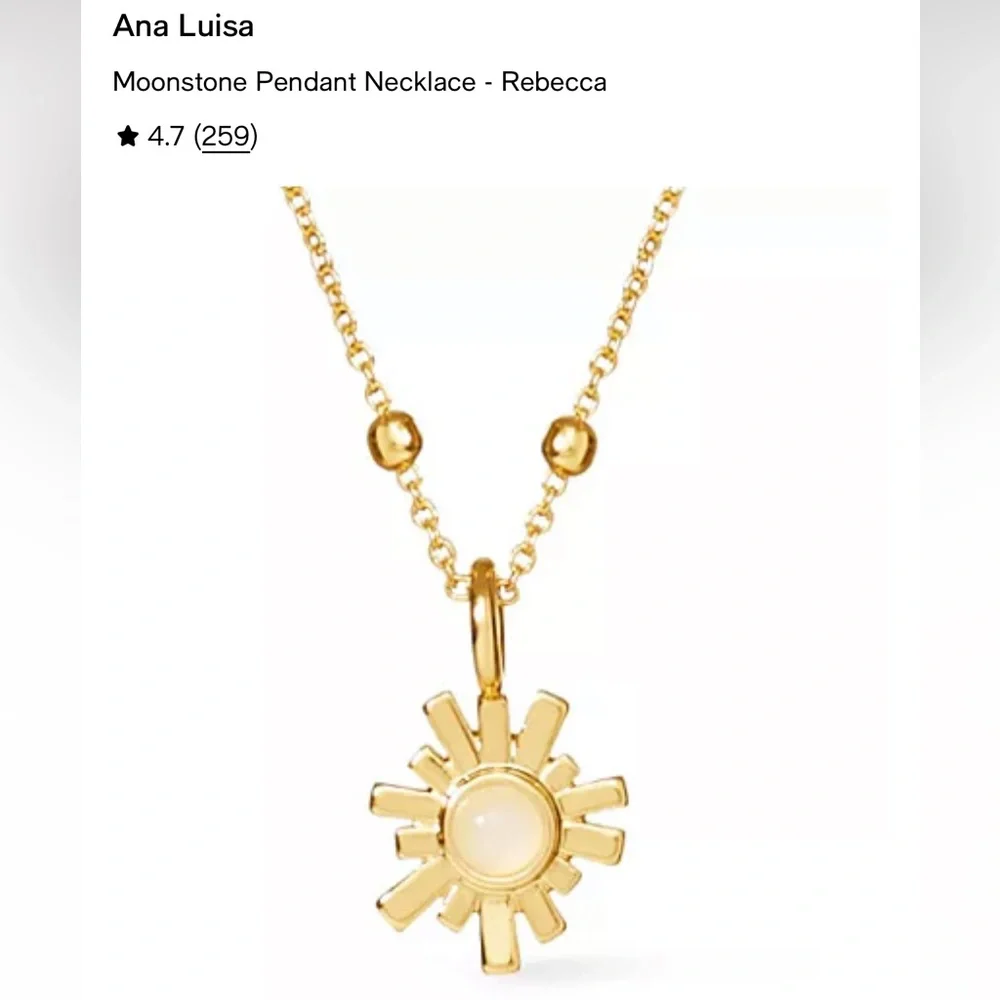 Gold Sunburst Pendant Necklace with Pearl Center - Picture 3 of 6